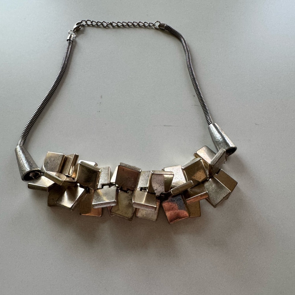 Geometric Silver and Gold Necklace